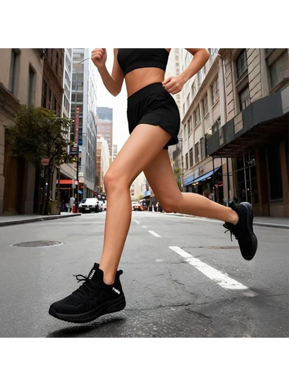 🆕Women's Dark Black Running Shoes Non Slip Gym Tennis Walking Workout Sneakers